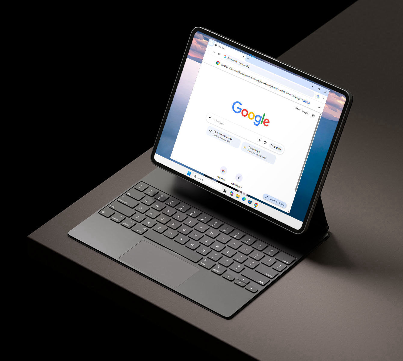 Luna running the Windows desktop, with Chrome open, on a tablet